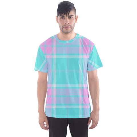 Blue And Pink Pastel Plaid Men s Sports Mesh Tee by allthingseveryone