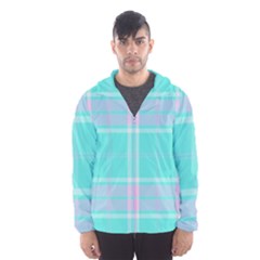 Blue And Pink Pastel Plaid Hooded Wind Breaker (men) by allthingseveryone