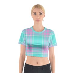 Blue And Pink Pastel Plaid Cotton Crop Top by allthingseveryone