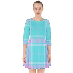 Blue And Pink Pastel Plaid Smock Dress