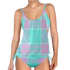 Blue And Pink Pastel Plaid Tankini Set by allthingseveryone