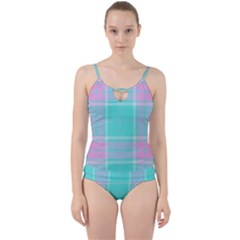 Blue And Pink Pastel Plaid Cut Out Top Tankini Set by allthingseveryone