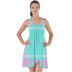 Blue And Pink Pastel Plaid Show Some Back Chiffon Dress