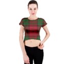 Red And Green Tartan Plaid Crew Neck Crop Top View1