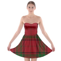 Red And Green Tartan Plaid Strapless Bra Top Dress by allthingseveryone