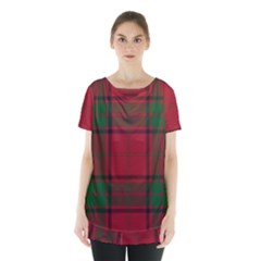 Red And Green Tartan Plaid Skirt Hem Sports Top