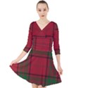 Red And Green Tartan Plaid Quarter Sleeve Front Wrap Dress	 View1