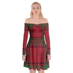 Red And Green Tartan Plaid Off Shoulder Skater Dress by allthingseveryone