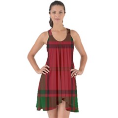 Red And Green Tartan Plaid Show Some Back Chiffon Dress