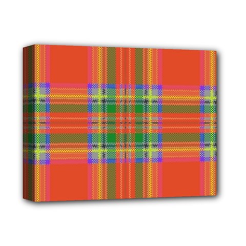 Orange And Green Plaid Deluxe Canvas 14  X 11  by allthingseveryone