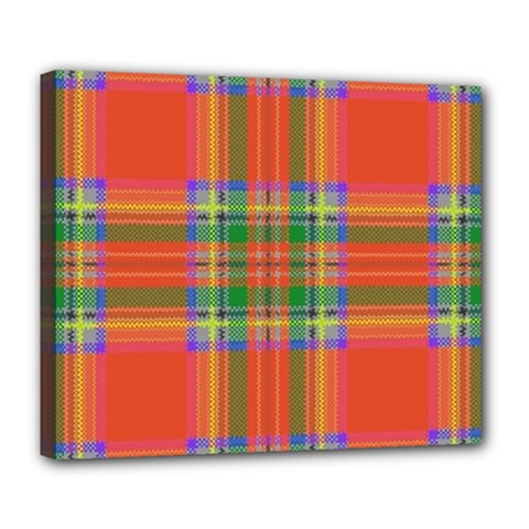 Orange And Green Plaid Deluxe Canvas 24  X 20   by allthingseveryone