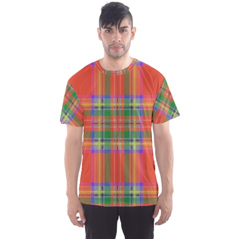 Orange And Green Plaid Men s Sports Mesh Tee by allthingseveryone