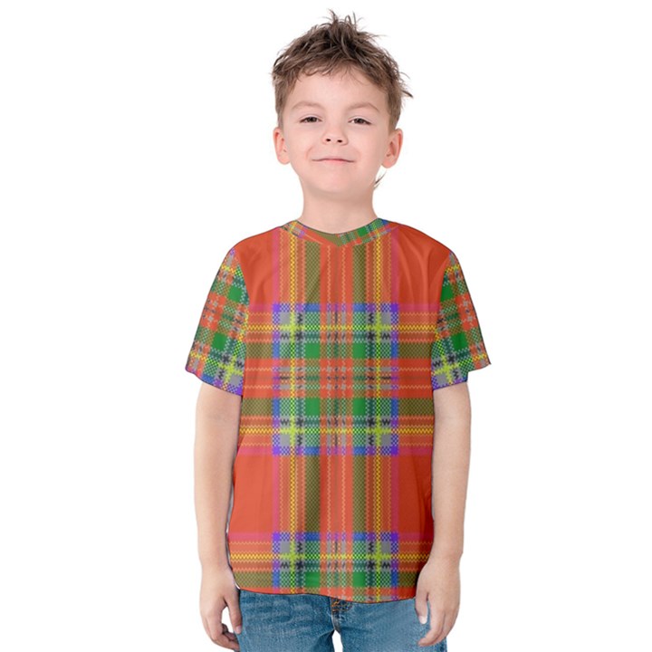 Orange And Green Plaid Kids  Cotton Tee