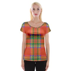 Orange And Green Plaid Cap Sleeve Tops by allthingseveryone