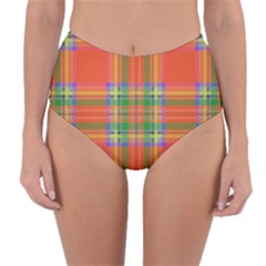 Orange And Green Plaid Reversible High-waist Bikini Bottoms by allthingseveryone