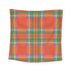 Orange And Green Plaid Square Tapestry (small) by allthingseveryone