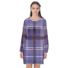 Purple Heather Plaid Long Sleeve Chiffon Shift Dress  by allthingseveryone