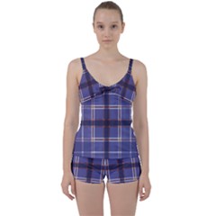 Purple Heather Plaid Tie Front Two Piece Tankini