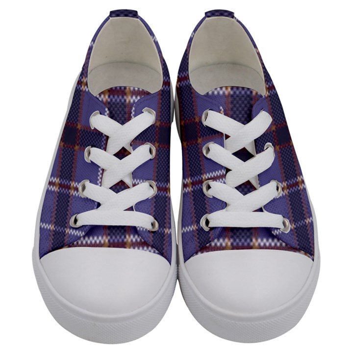 Purple Heather Plaid Kids  Low Top Canvas Sneakers