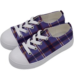 Purple Heather Plaid Kids  Low Top Canvas Sneakers