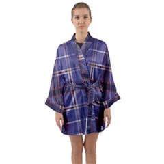 Purple Heather Plaid Long Sleeve Kimono Robe