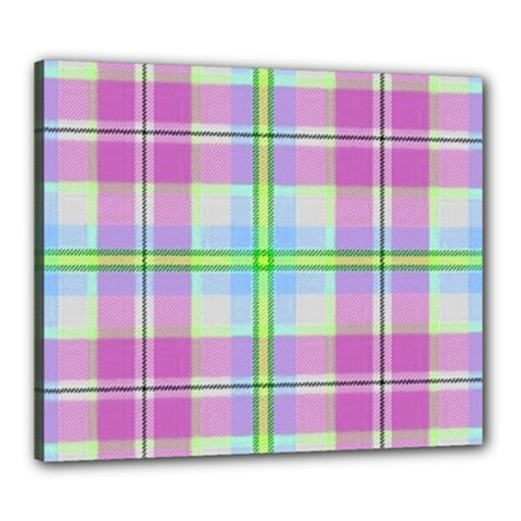 Pink And Blue Plaid Canvas 24  X 20  by allthingseveryone