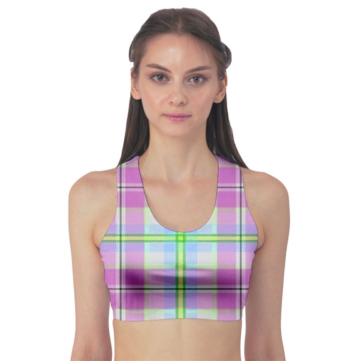 Pink And Blue Plaid Sports Bra