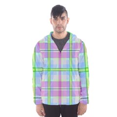 Pink And Blue Plaid Hooded Wind Breaker (men) by allthingseveryone