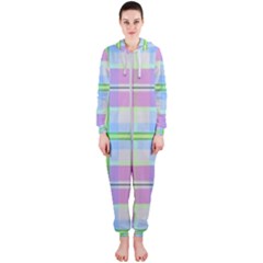 Pink And Blue Plaid Hooded Jumpsuit (ladies)  by allthingseveryone