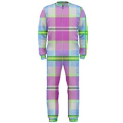 Pink And Blue Plaid Onepiece Jumpsuit (men)  by allthingseveryone