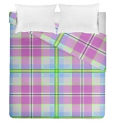 Pink And Blue Plaid Duvet Cover Double Side (queen Size) by allthingseveryone