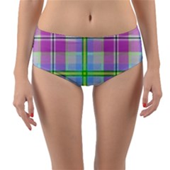 Pink And Blue Plaid Reversible Mid-waist Bikini Bottoms by allthingseveryone