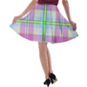 Pink And Blue Plaid A-line Skater Skirt View2