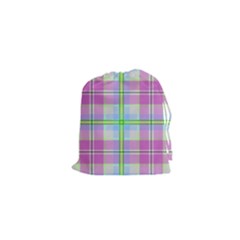 Pink And Blue Plaid Drawstring Pouches (xs)  by allthingseveryone