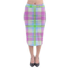 Pink And Blue Plaid Midi Pencil Skirt by allthingseveryone