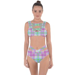 Pink And Blue Plaid Bandaged Up Bikini Set  by allthingseveryone