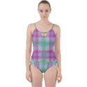 Pink And Blue Plaid Cut Out Top Tankini Set View1