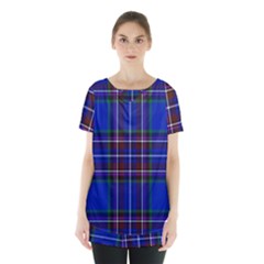 Bright Blue Plaid Skirt Hem Sports Top