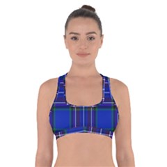 Bright Blue Plaid Cross Back Sports Bra by allthingseveryone