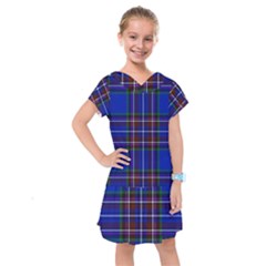 Bright Blue Plaid Kids  Drop Waist Dress