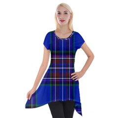 Bright Blue Plaid Short Sleeve Side Drop Tunic by allthingseveryone