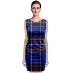 Bright Blue Plaid Sleeveless Velvet Midi Dress by allthingseveryone