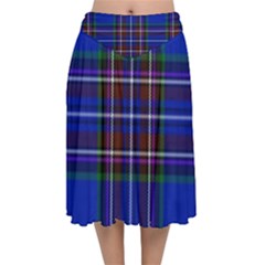 Bright Blue Plaid Velvet Flared Midi Skirt by allthingseveryone