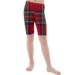 Red Tartan Plaid Kids  Mid Length Swim Shorts by allthingseveryone