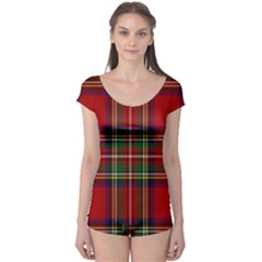 Red Tartan Plaid Boyleg Leotard  by allthingseveryone