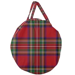 Red Tartan Plaid Giant Round Zipper Tote