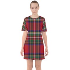 Red Tartan Plaid Sixties Short Sleeve Mini Dress