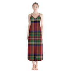 Red Tartan Plaid Button Up Chiffon Maxi Dress by allthingseveryone