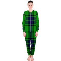 Green And Blue Plaid Onepiece Jumpsuit (ladies)  by allthingseveryone