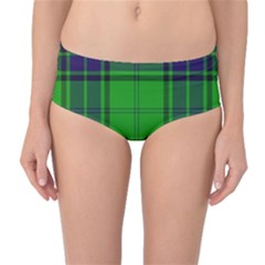 Green And Blue Plaid Mid-waist Bikini Bottoms by allthingseveryone